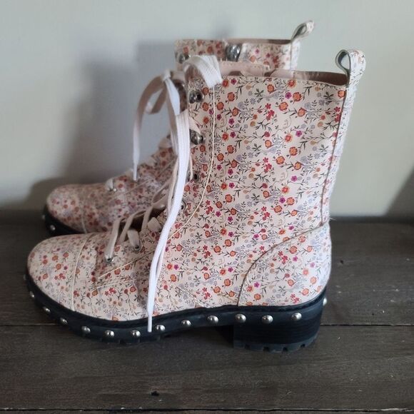 Schutz Andrea Floral & Studs Lace Up combat boots Size 10 - Picture 5 of 9